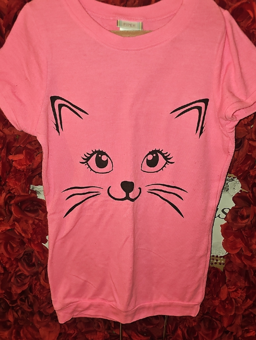 Piper Girls Pink Cat Face Mini Dress Size 10/12
